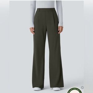 Women's Olive Green Wide-Leg Pants